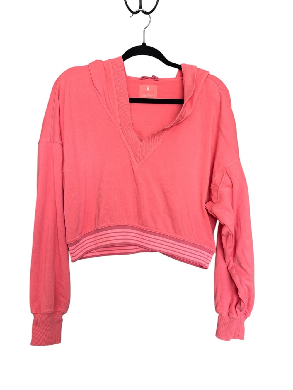 Free People Coral Cropped V-Neck Hoodie